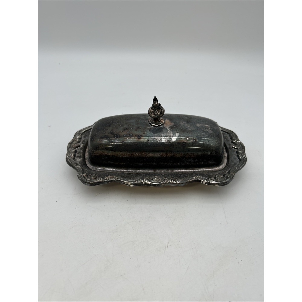 vintage silver-plated covered butter dish